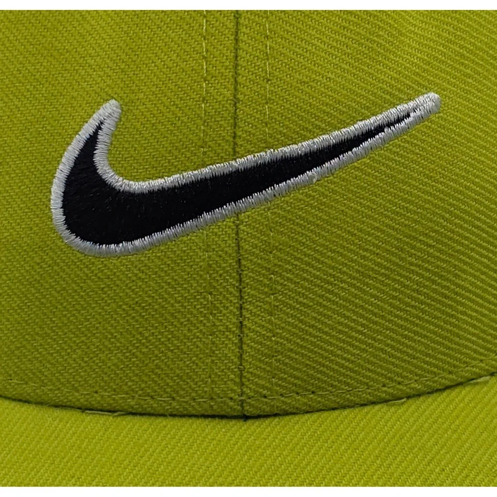 Nike‎ Classic Pro Fitted Baseball Cap Lime Green Hat Swoosh Logo Size 7 3/8